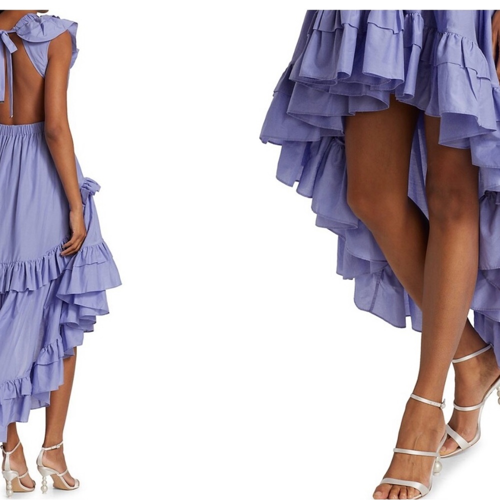 Chic Lavender High-Low Ruffle Dress - Picture 3 of 5